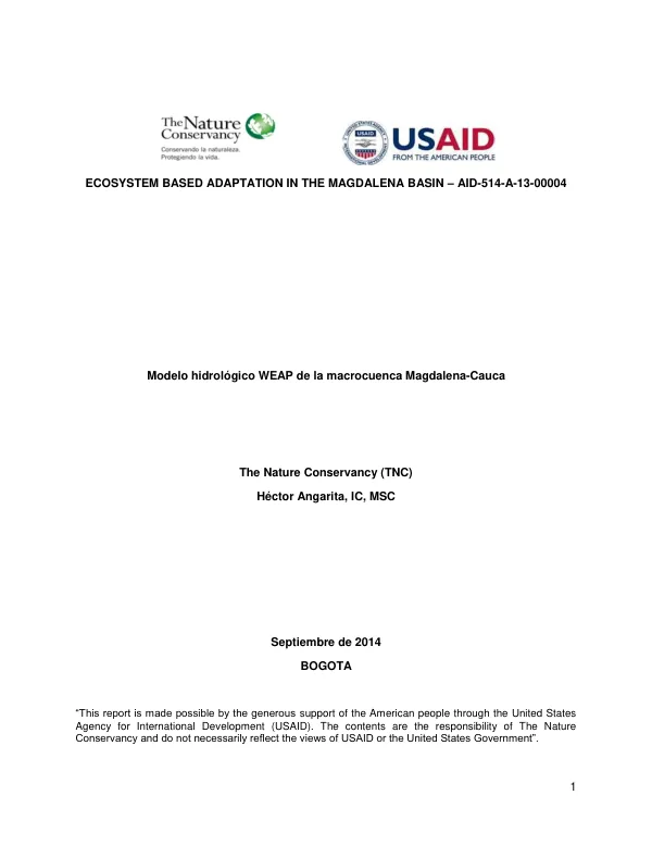 Ecosystem Based Adaptation in the Magdalena Basin – AID-514-A-13-00004