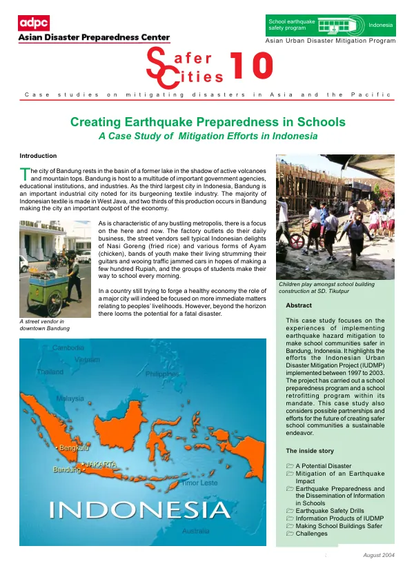 Creating earthquake preparedness in schools : a case study of mitigation efforts in Indonesia