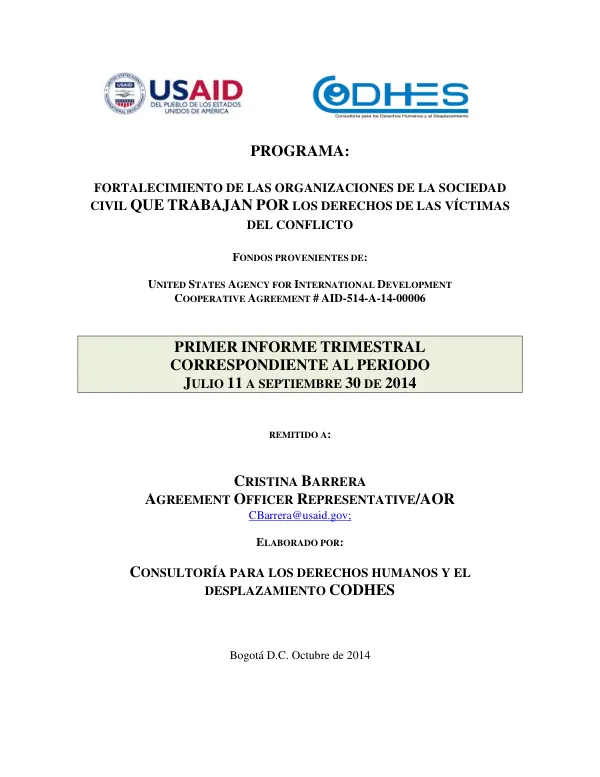 POA-Acuerdo Cooperativo # AID-514-A-14-00006
