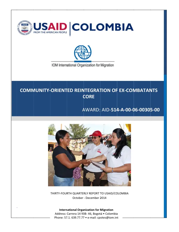 COMMUNITY‐ORIENTED REINTEGRATION OF EX‐COMBATANTS CORE
