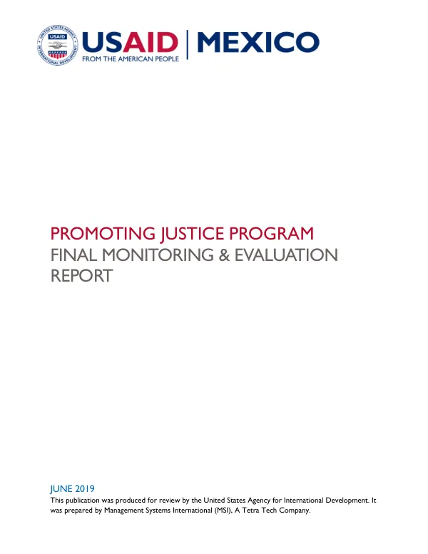 Final monitoring & evaluation report : promoting justice program [PROJUST]