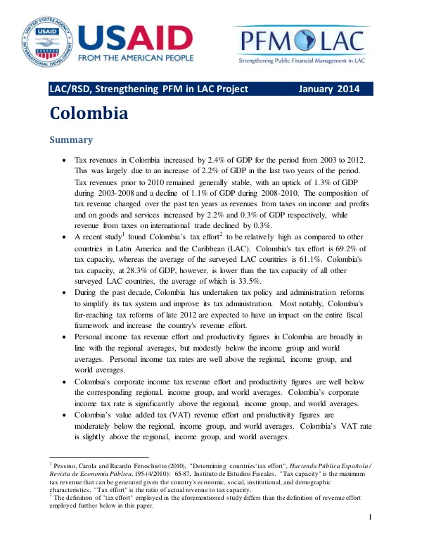 Strengthening PFM in LAC Project: Colombia