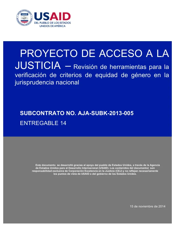 Revisión de herramientas para la verificación de criterios de equidad de género en la jurisprudencia nacional