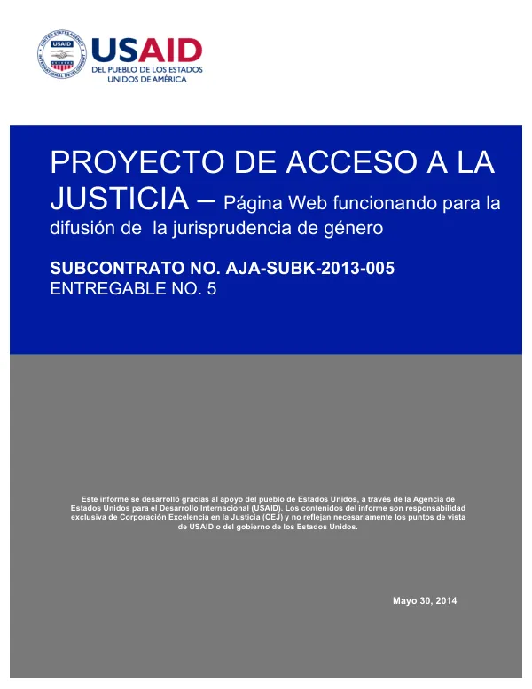 PROYECTO DE ACCESO A LA JUSTICIA – Página Web funcionando para la difusión de la jurisprudencia de género