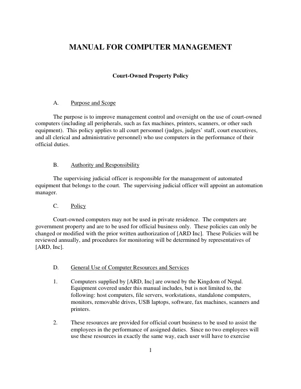 Manual for Computer Management