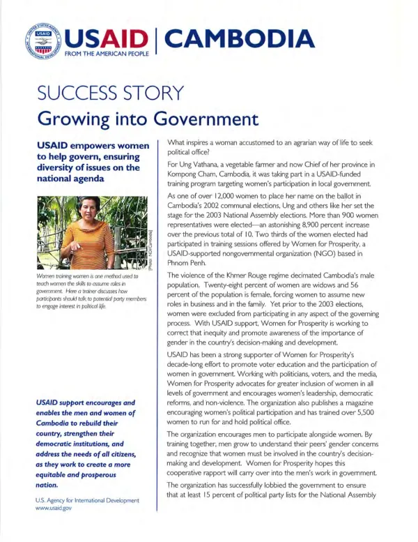 Growing into Government: USAID Empowers Women in Cambodia