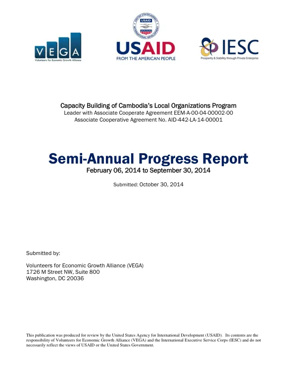 Semi-Annual Progress Report: Capacity Building of Cambodia’s Local Organizations Program