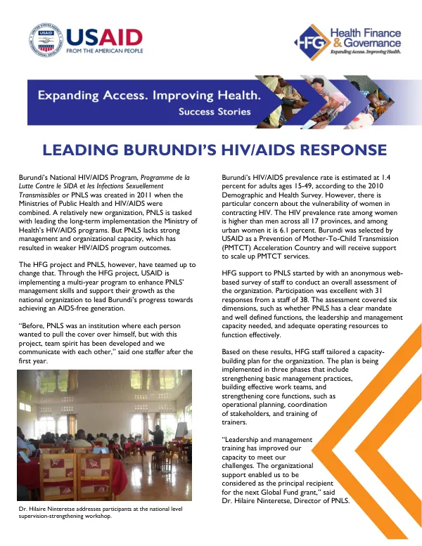 LEADING BURUNDI'S HIV/AIDS RESPONSE
