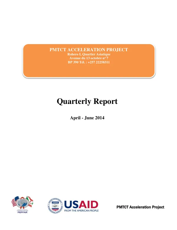 PMTCT Acceleration Project Quarterly Report April - June 2014