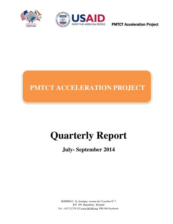 PMTCT Acceleration Project Quarterly Report July-September 2014