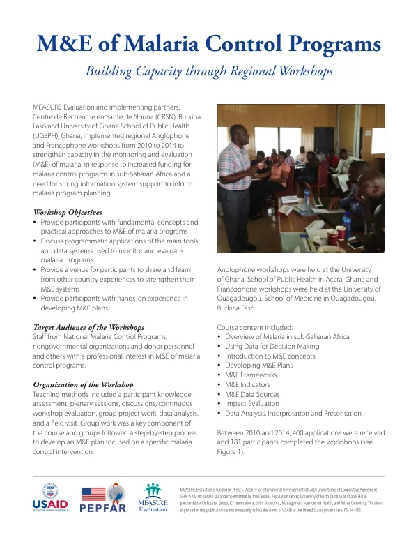 Malaria Control Programs Building Capacity through Regional Workshops