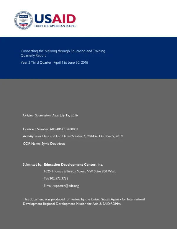 USAID COMET Quarterly Report Apr-Jun 2016