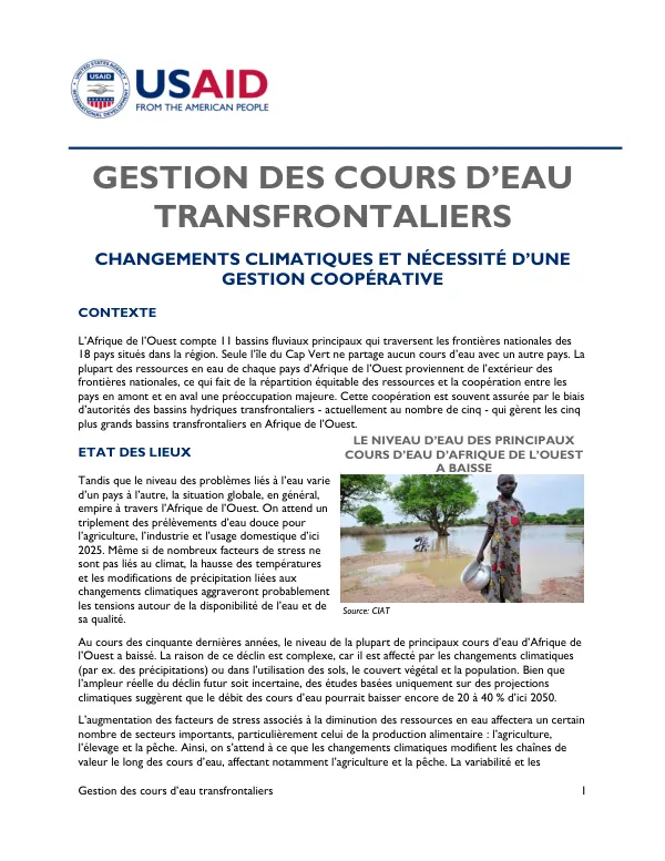 Gestion des cours d’eau transfrontaliers : Changements climatiques et nécessité d’une gestion coopérative