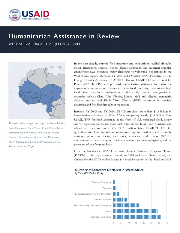 West Africa Humanitarian Assistance in Review FY 2005-2014