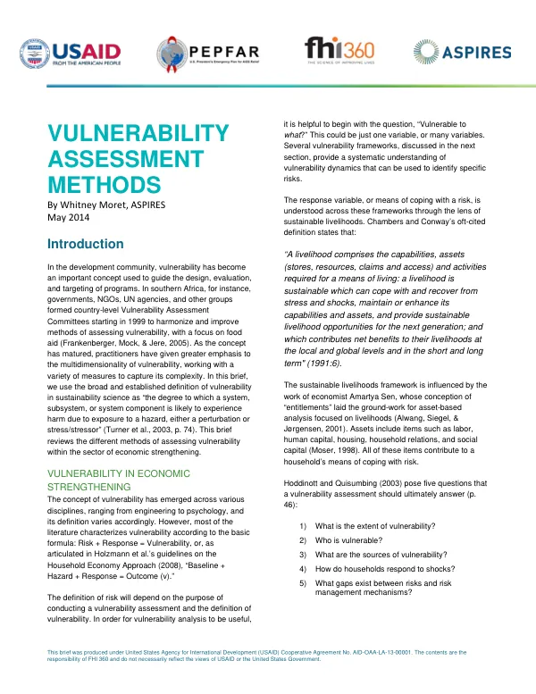 Vulnerability Assessment Methods in Economic Strengthening