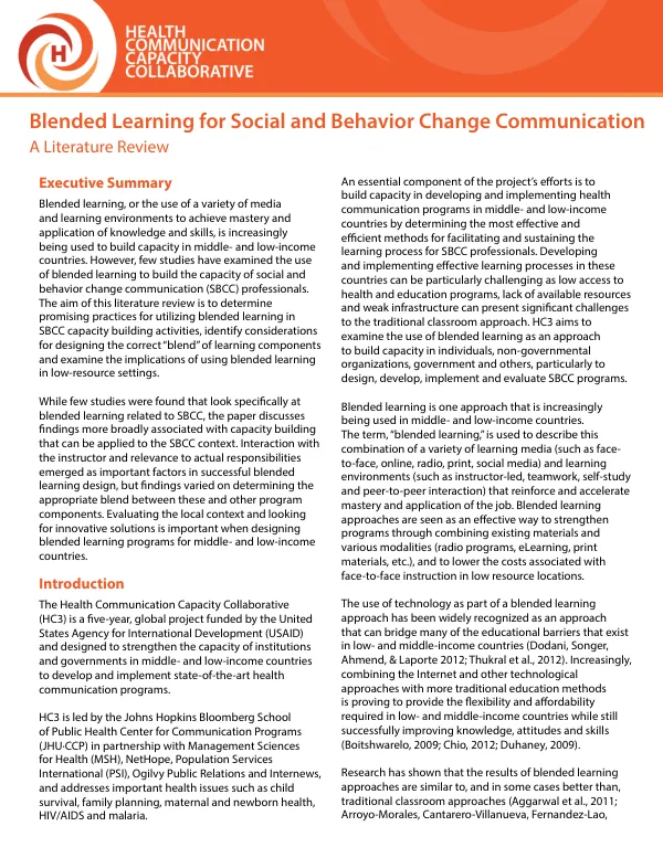 Evidence Review on Social and Behavior Change for Child Survival in Africa Scaling Up with Mass Media and ICT