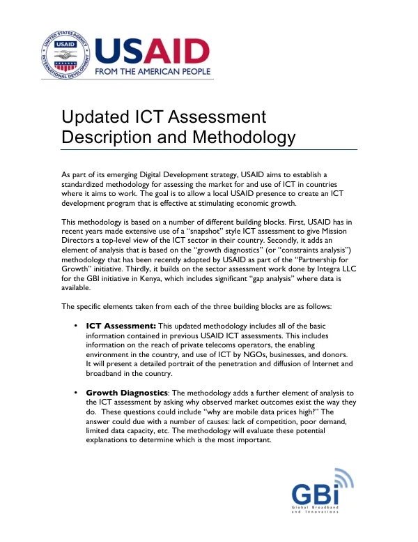 Updated ICT Assessment Methodology for USAID