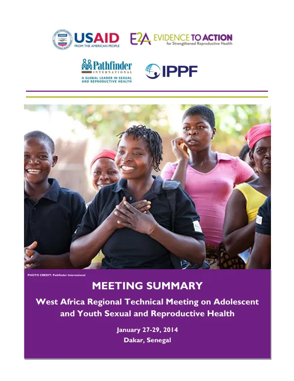 West Africa Regional Technical Meeting on Adolescent and Youth Sexual and Reproductive Health