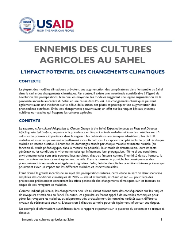 Ennemis des cultures agricoles au Sahel