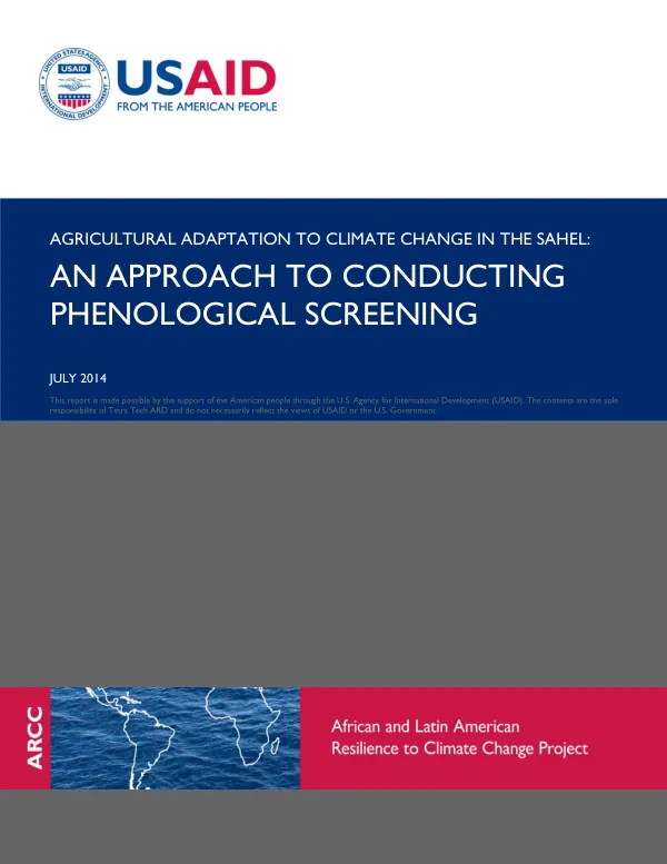 Agricultural Adaptation to Climate Change in the Sahel: An Approach to Conducting Phenological Screening