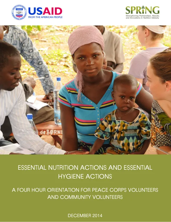 Essential Nutrition Actions and Essential Hygiene Actions: A Four-Hour Orientation for Peace Corps Volunteers and Community Volunteers