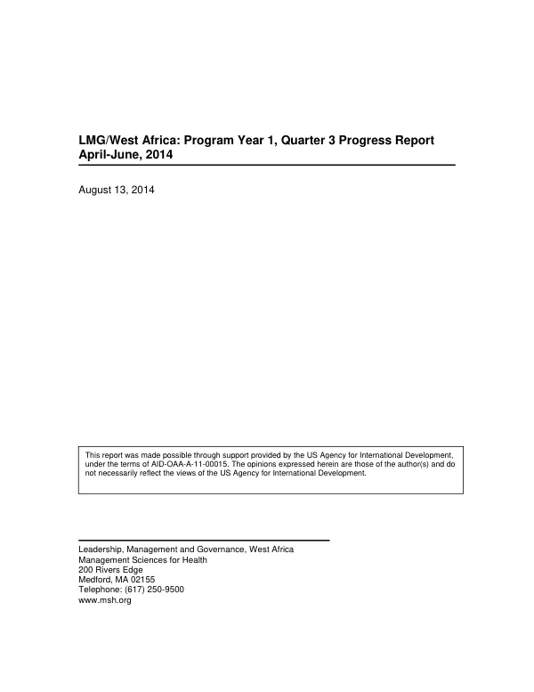 LMG/West Africa Quarterly Report: April-June 2014