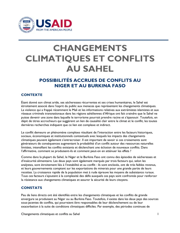 Changements climatiques et conflits au Sahel