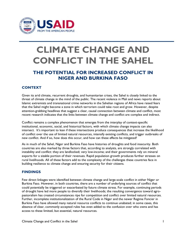 Climate Change and Conflict in the Sahel