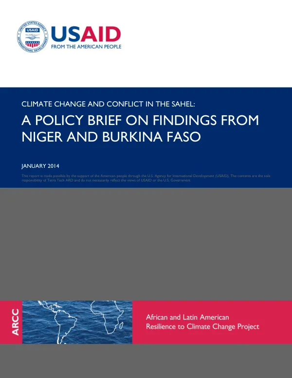 Climate Change and Conflict in the Sahel: A Policy Brief on Findings from Niger and Burkina Faso