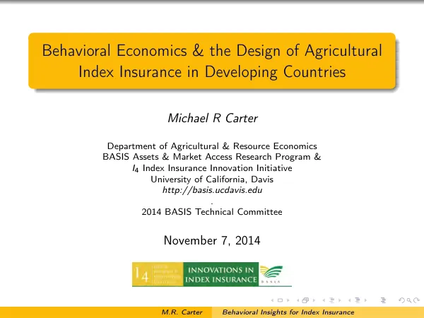 Behavioral Economics & the Design of Agricultural Index Insurance in Developing Countries