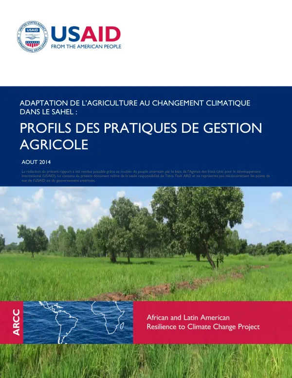 Adaptation de l’agriculture au changement climatique dans le Sahel : Profils des pratiques de gestion agricole