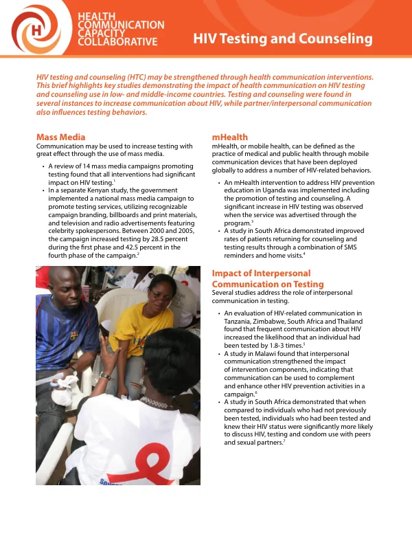 HIV Testing and Counseling: Impact of Health Communication Interventions