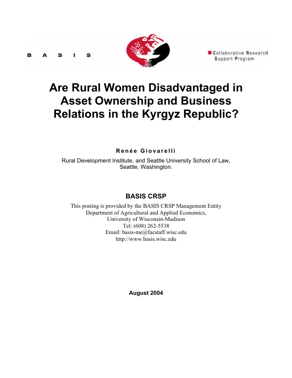 Are rural women disadvantaged in asset ownership and business relations in the Kyrgyz Republic?