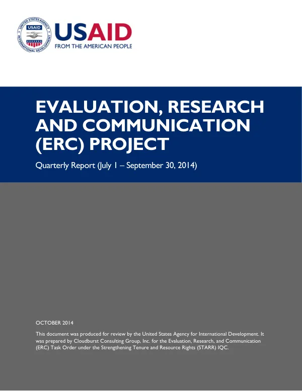 ERC Quarterly Report (July 1 – September 30, 2014)