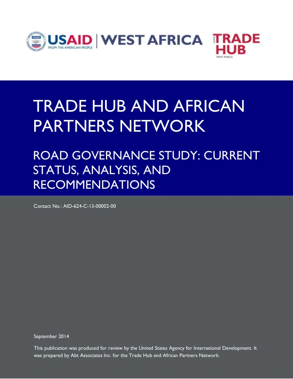 Road Governance Study: Current Status, Analysis, and Recommendations