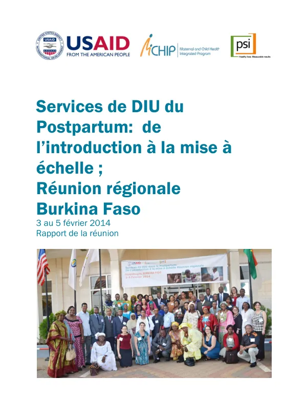 Rapport de la réunion : Services de DIUPP de l'introduction à la mise à l'échelle