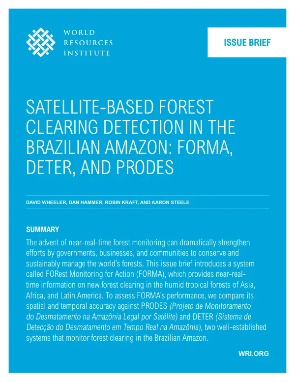 Satellite-Based Forest Clearing Detection in the Brazilian Amazon: FORMA, DETER, and PRODES