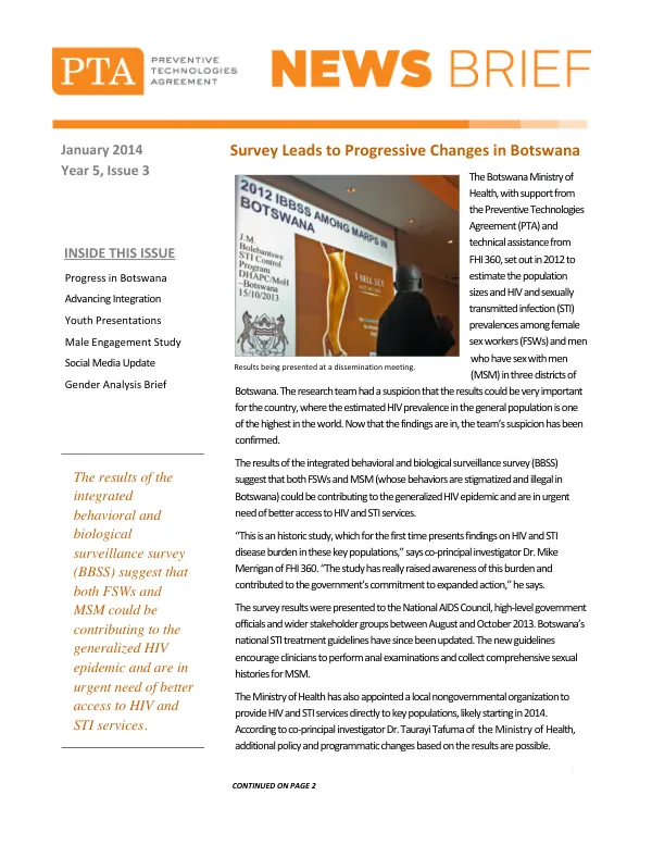 Progressive Changes in Botswana: Survey Leads to Progressive Changes in Botswana