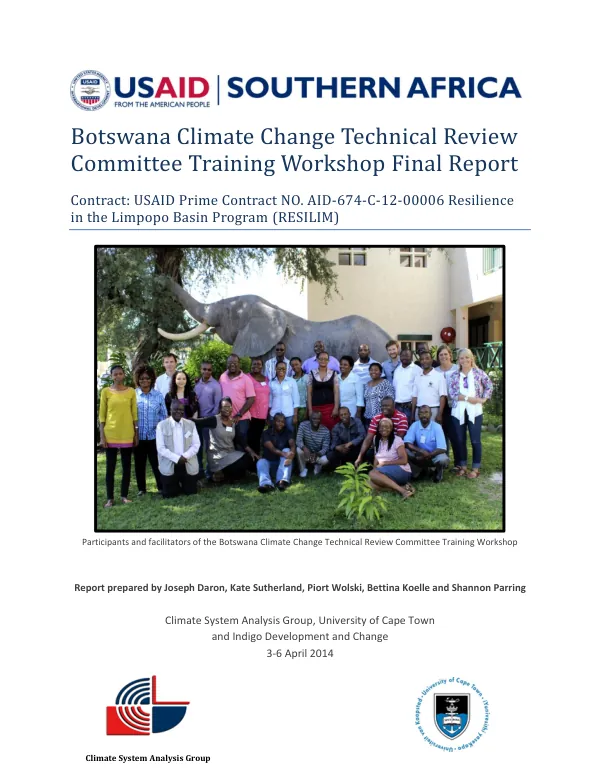 Botswana Climate Change Technical Review Committee Training Workshop Final Report