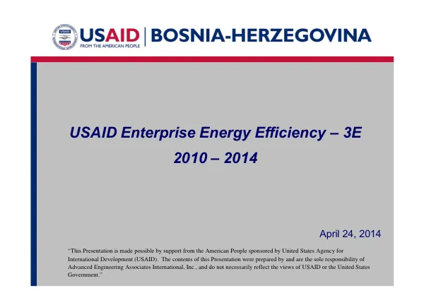 USAID Enterprise Energy Efficiency – 3E