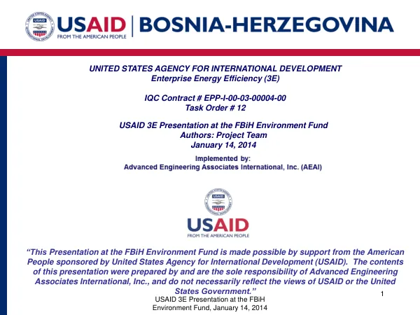 USAID 3E Presentation at the FBiH Environment Fund