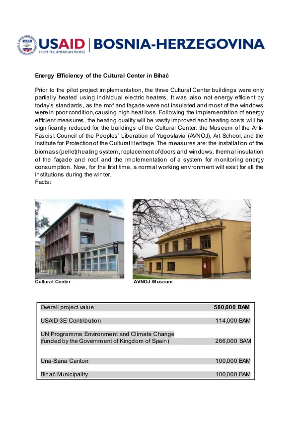 Energy Efficiency of the Cultural Center in Bihać