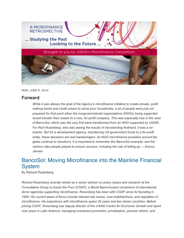 USAID's Role in Making BancoSol Happen