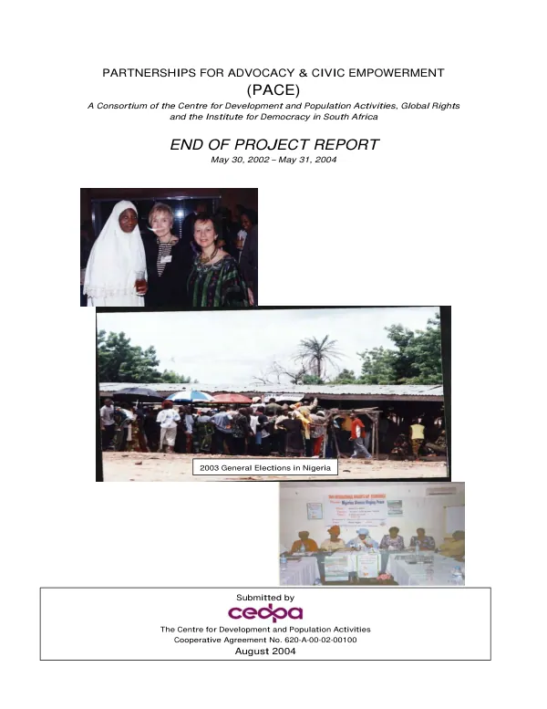 Partnerships for advocacy & civic empowerment (PACE) : end of project report, May 30, 2002-May 31 2004