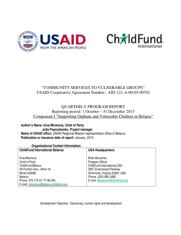 Community Services to Vulnerable Groups