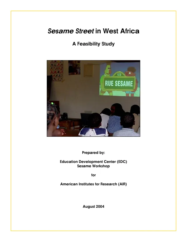 Sesame Street in West Africa : a feasibility study