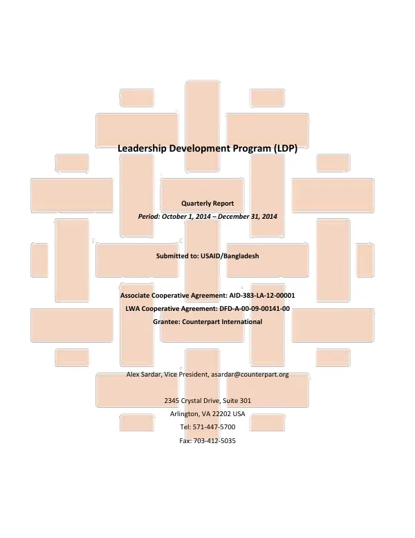 Leadership Development Program Quarterly Report 1: October 1, 2014 – December 31, 2014