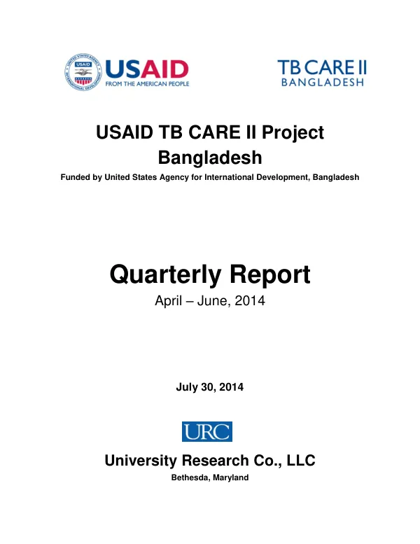 TB CARE Annual Work Plan and Budget