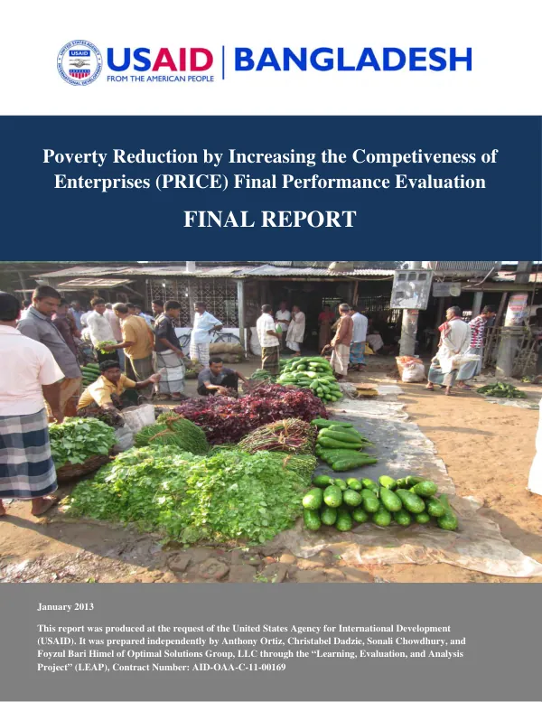 Poverty Reduction by Increasing the Competiveness of Enterprises (PRICE) Final Performance Evaluation