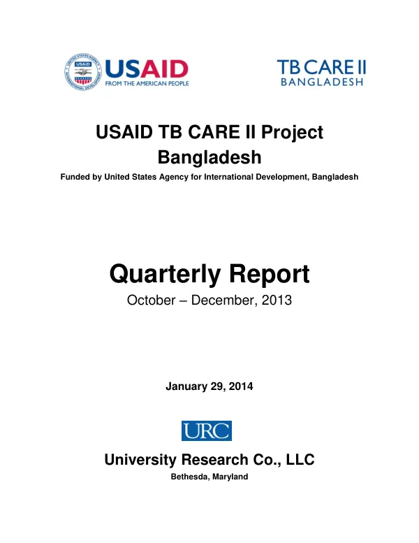 TB CARE Annual Work Plan and Budget